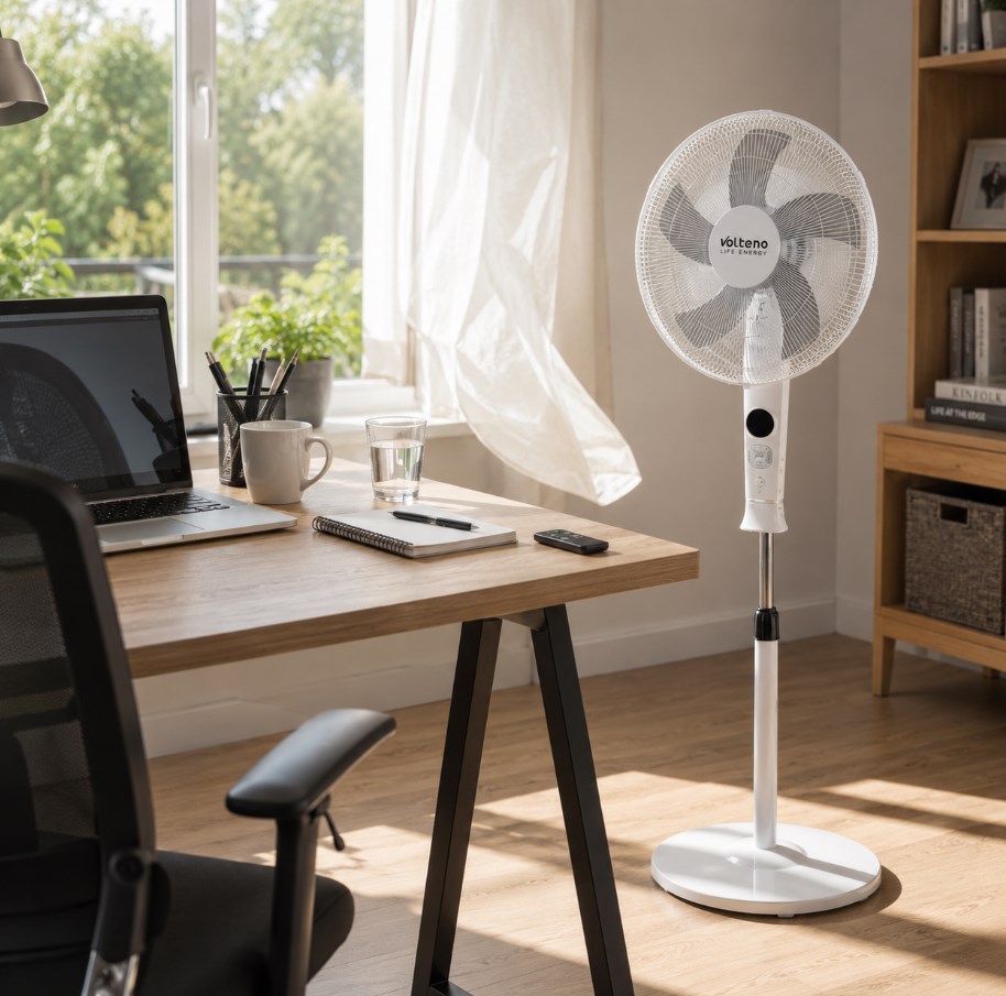 Wentylator podłogowy Volteno VO2427 biały 40 cm 50 W z pilotem